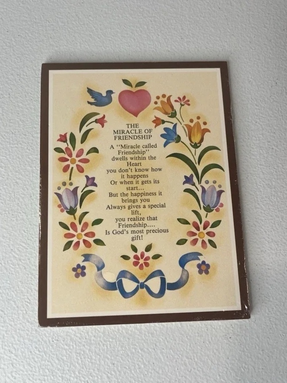 Friendship Poem Wall Art Print - Cream Background with Multicolor Floral Design